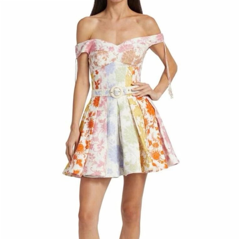 Zimmermann postcard spliced mini dress